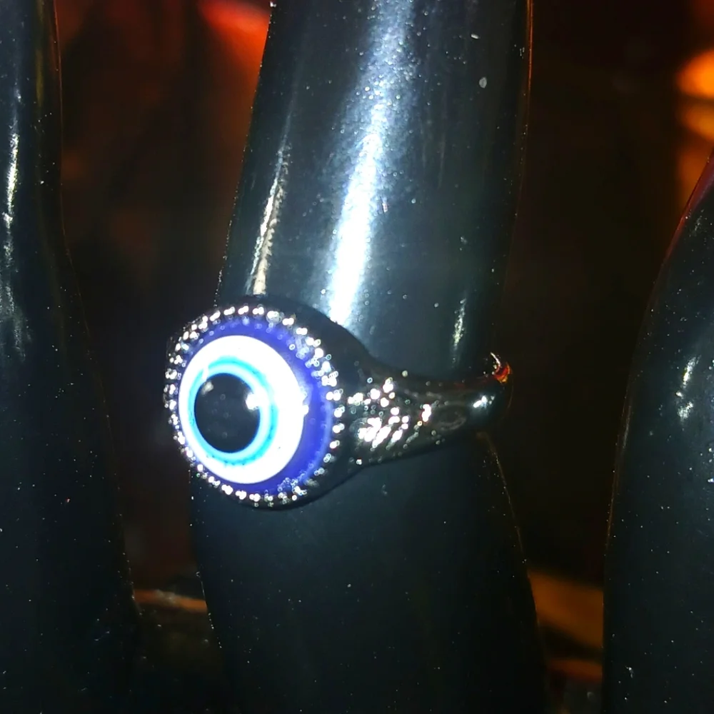Evil Eye Silver plated ring Rodium plate finish